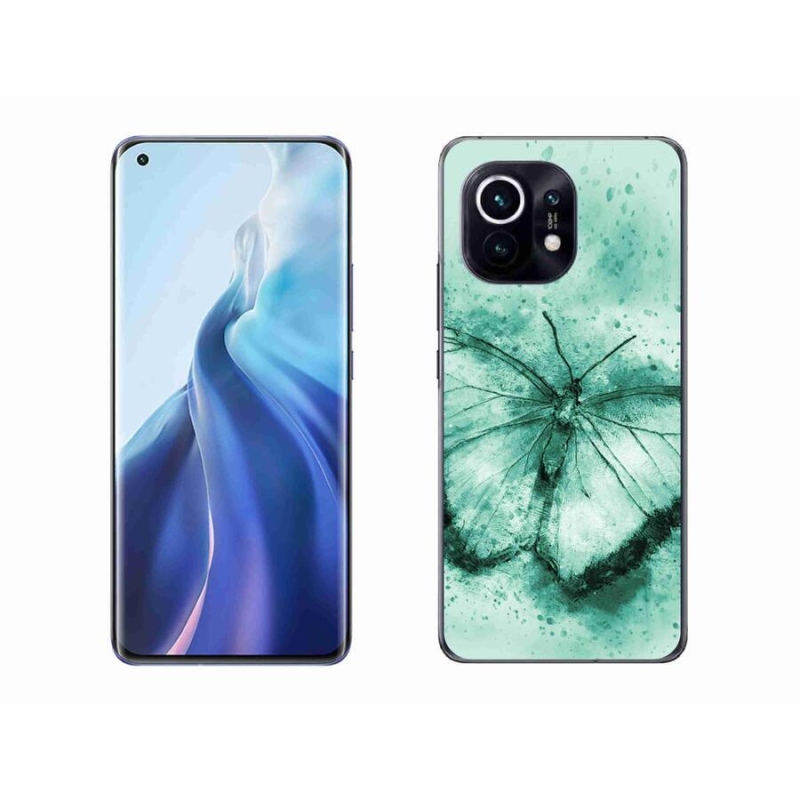 Gél tok mmCase a Xiaomi Mi 11-hez - zöld pillangó
