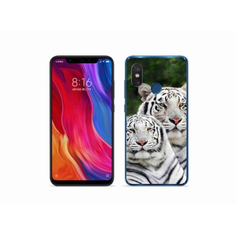 Gél tok mmCase a Xiaomi Mi 8-hoz - fehér tigrisek