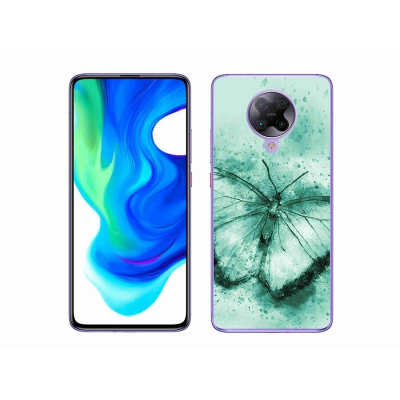 Gél tok mmCase a Xiaomi Poco F2 Pro számára - zöld pillangó