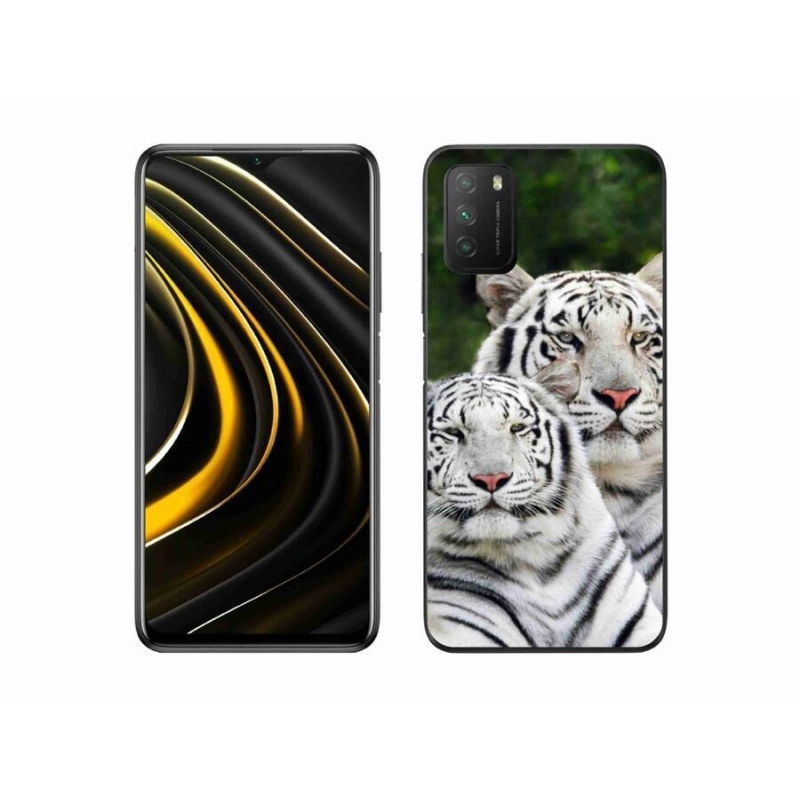 Gél tok mmCase a Xiaomi Poco M3-hoz - fehér tigrisek