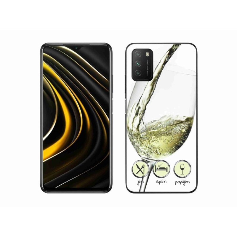 Gél tok mmCase a Xiaomi Poco M3-hoz - borospohár fehér
