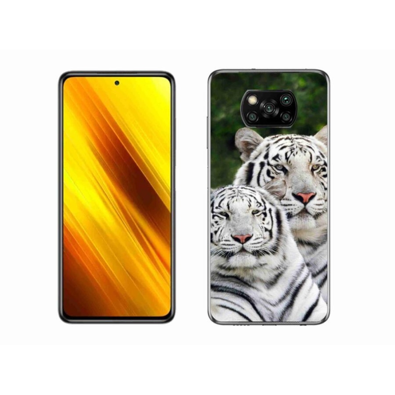 Gél tok mmCase a Xiaomi Poco X3-hoz - fehér tigrisek