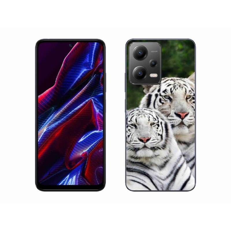 Gél tok mmCase a Xiaomi Poco X5 5G-hez - fehér tigrisek
