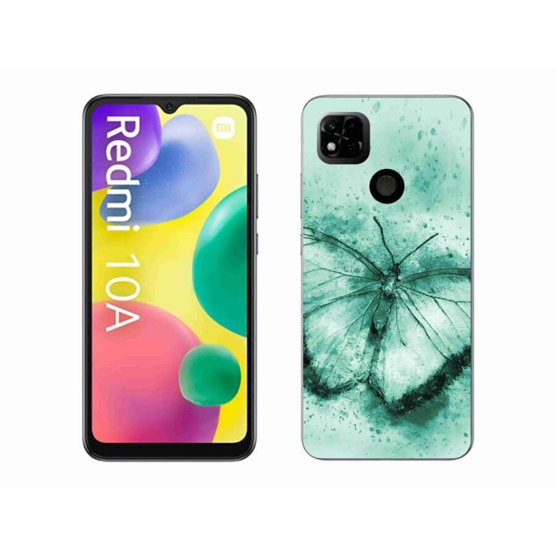 Gél tok mmCase a Xiaomi Redmi 10A számára - zöld pillangó
