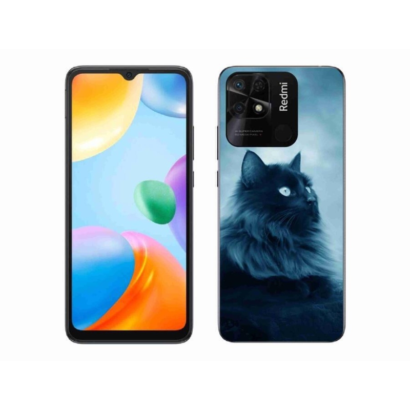 Gél tok mmCase a Xiaomi Redmi 10C-hez - fekete macska 1