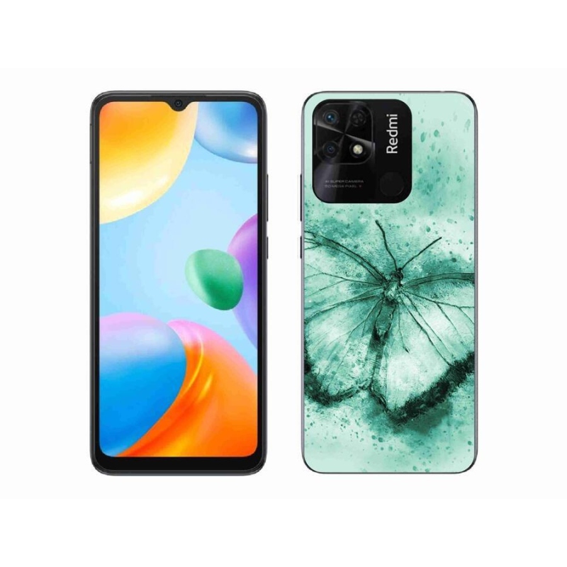 Gél tok mmCase a Xiaomi Redmi 10C-hez - zöld pillangó