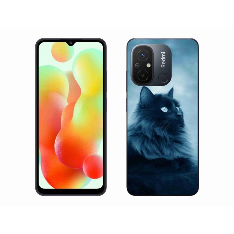 Gél tok mmCase a Xiaomi Redmi 12C-hez - fekete macska 1
