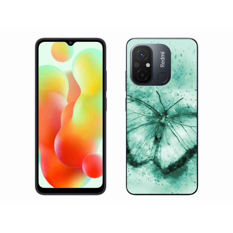 Gél tok mmCase a Xiaomi Redmi 12C-hez - zöld pillangó
