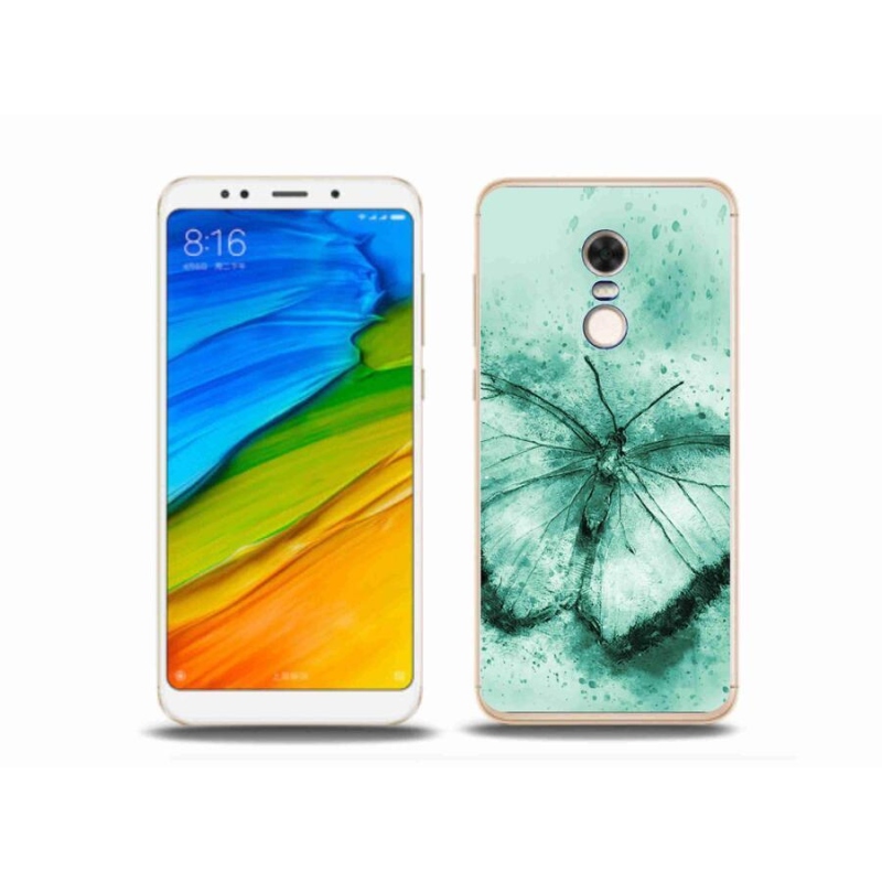Gél tok mmCase a Xiaomi Redmi 5 Plus számára - zöld pillangó