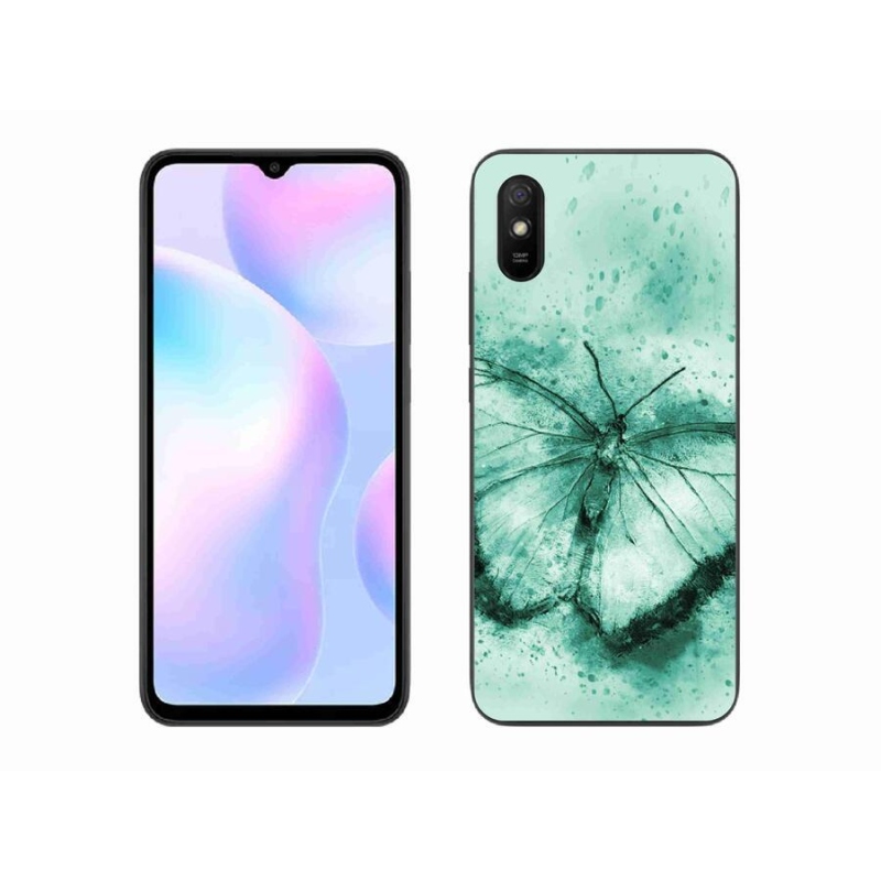 Gél tok mmCase a Xiaomi Redmi 9A számára - zöld pillangó