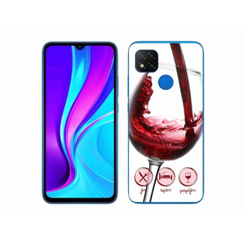 Gél tok mmCase a Xiaomi Redmi 9C-hez - borospohár piros