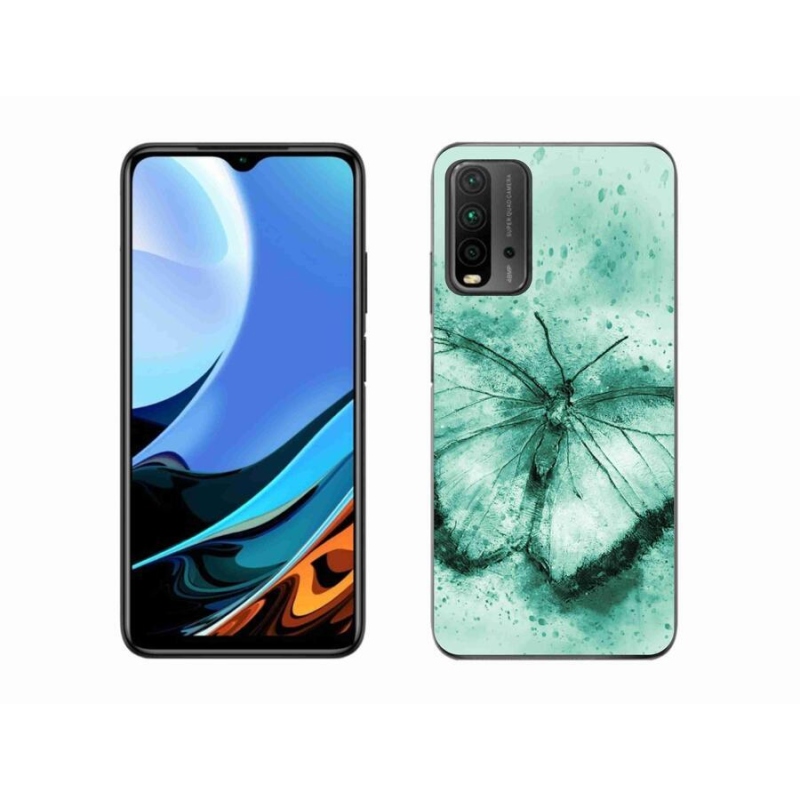 Gél tok mmCase a Xiaomi Redmi 9T-hez - zöld pillangó