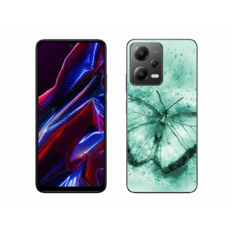 Gél tok mmCase a Xiaomi Redmi Note 12 5G-hez - zöld pillangó