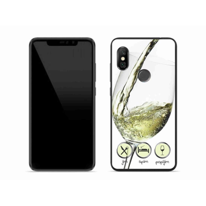 Gél tok mmCase a Xiaomi Redmi Note 6 Pro készülékhez - borospohár fehér