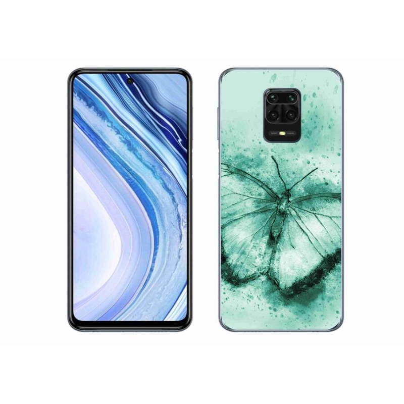 Gél tok mmCase a Xiaomi Redmi Note 9 Pro-hoz - zöld pillangó
