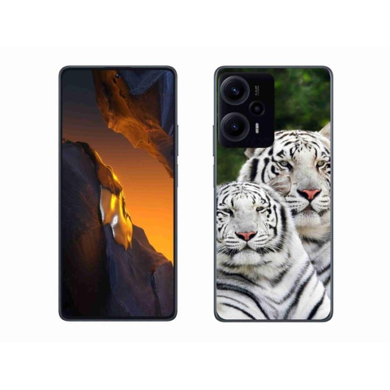 Gél tok mmCase a Xiaomi Poco F5 készülékhez - fehér tigrisek