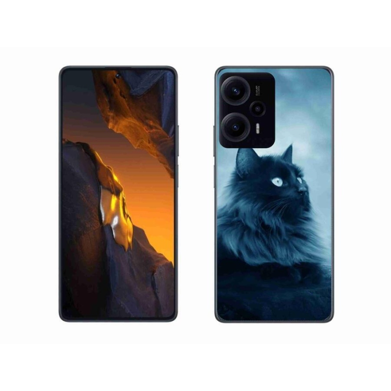 Gél tok mmCase a Xiaomi Poco F5 készülékhez - fekete macska 1
