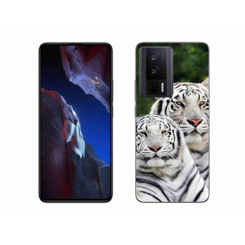 Gél tok mmCase a Xiaomi Poco F5 Pro számára - fehér tigrisek