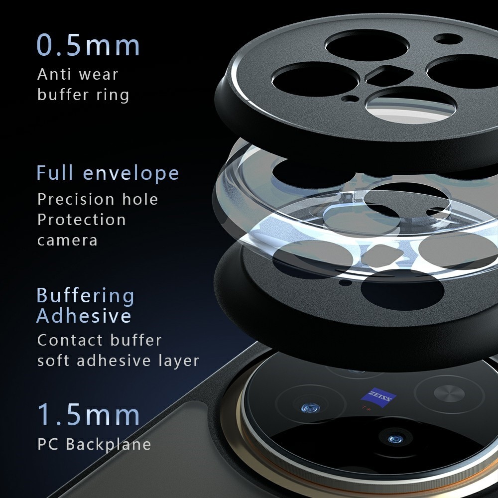 Géltok kemény hátlappal Vivo X300 Pro 5G telefonhoz - fekete