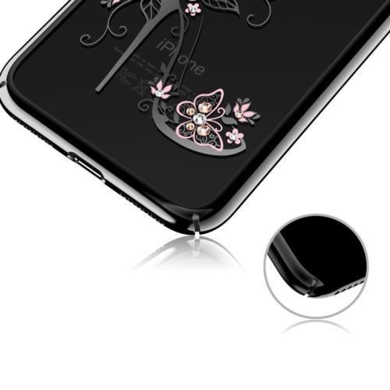 Drágakövekkel díszített műanyag tok iPhone 8 Plus és 7 Plus készülékhez - pillangós papucs