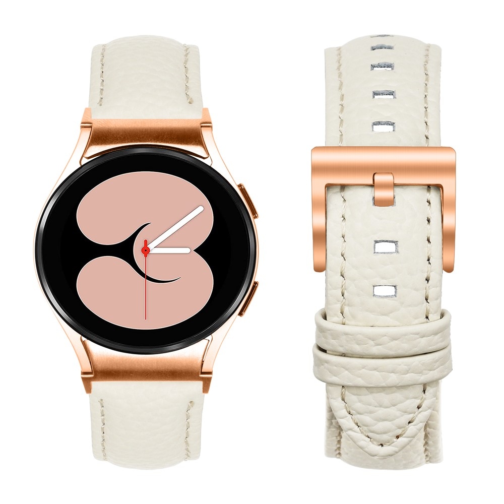 Genu bőr szíj a Samsung Galaxy Watch FE/Watch7 44 mm/40 mm/Watch6/Watch 5/Watch 4 modellekhez – bézs