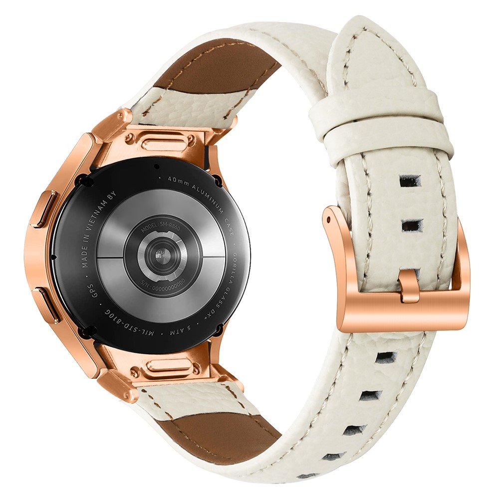 Genu bőr szíj a Samsung Galaxy Watch FE/Watch7 44 mm/40 mm/Watch6/Watch 5/Watch 4 modellekhez – bézs