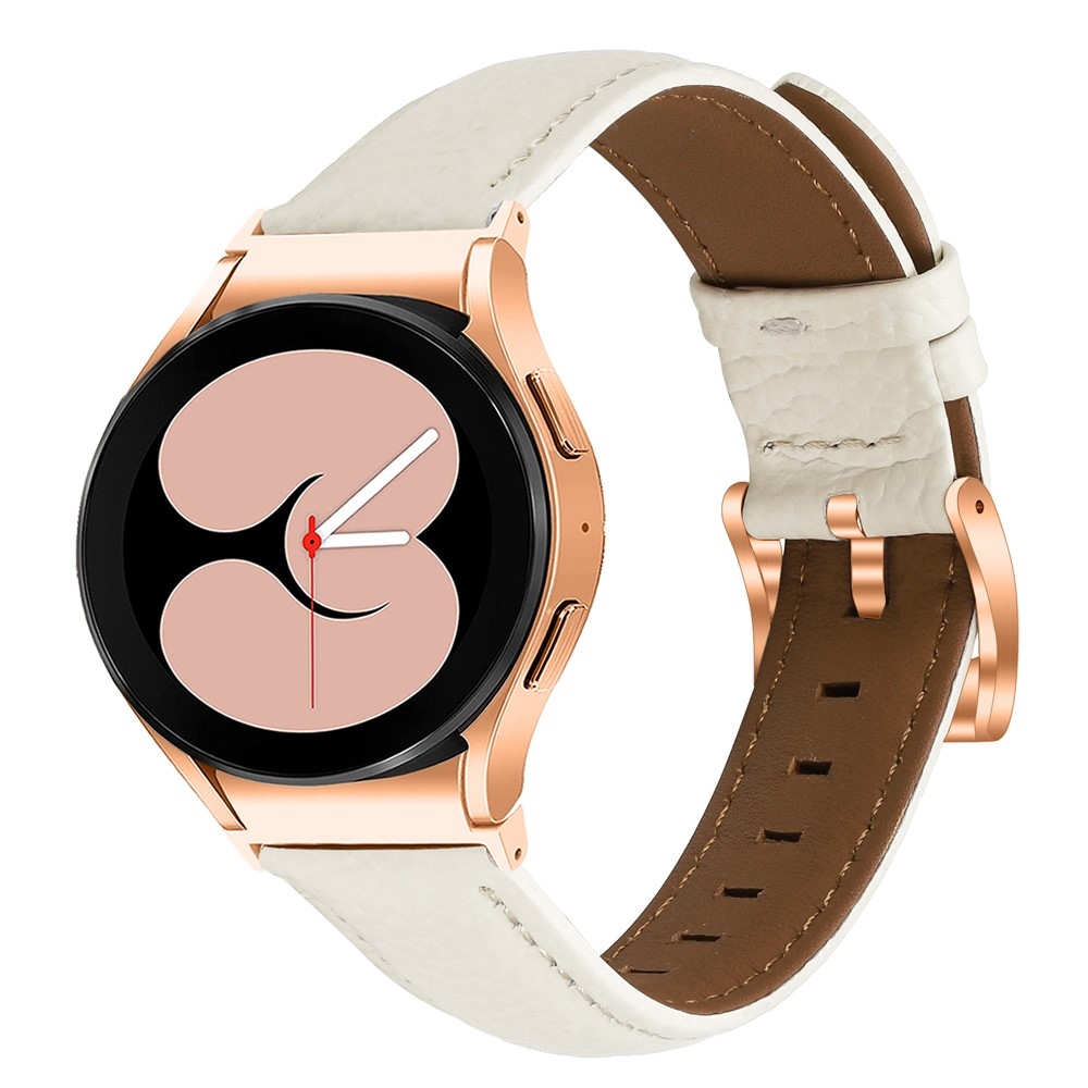 Genu bőr szíj a Samsung Galaxy Watch FE/Watch7 44 mm/40 mm/Watch6/Watch 5/Watch 4 modellekhez – bézs