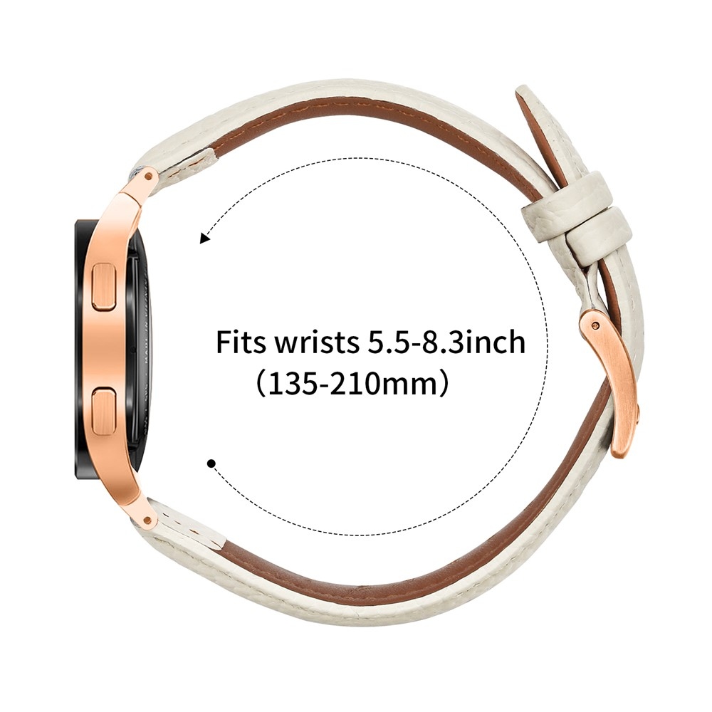 Genu bőr szíj a Samsung Galaxy Watch FE/Watch7 44 mm/40 mm/Watch6/Watch 5/Watch 4 modellekhez – bézs