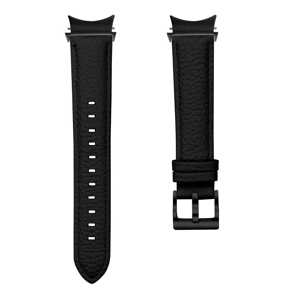 Genu bőr szíj a Samsung Galaxy Watch FE/Watch7 44 mm/40 mm/Watch6/Watch 5/Watch 4 modellekhez – fekete