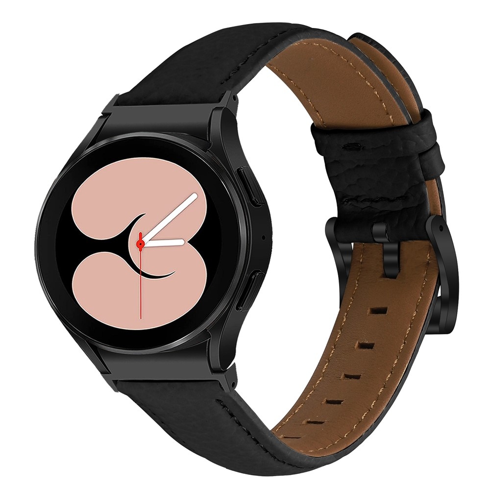 Genu bőr szíj a Samsung Galaxy Watch FE/Watch7 44 mm/40 mm/Watch6/Watch 5/Watch 4 modellekhez – fekete