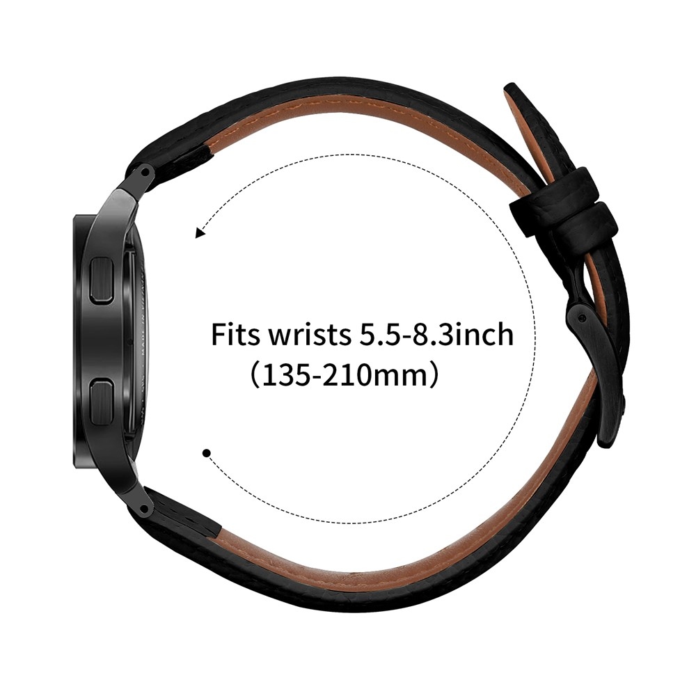 Genu bőr szíj a Samsung Galaxy Watch FE/Watch7 44 mm/40 mm/Watch6/Watch 5/Watch 4 modellekhez – fekete