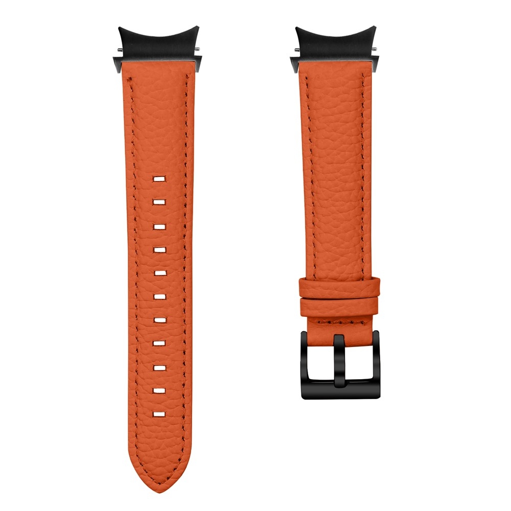 Genu bőr szíj a Samsung Galaxy Watch FE/Watch7 44 mm/40 mm/Watch6/Watch 5/Watch 4 modellekhez – narancssárga/fekete