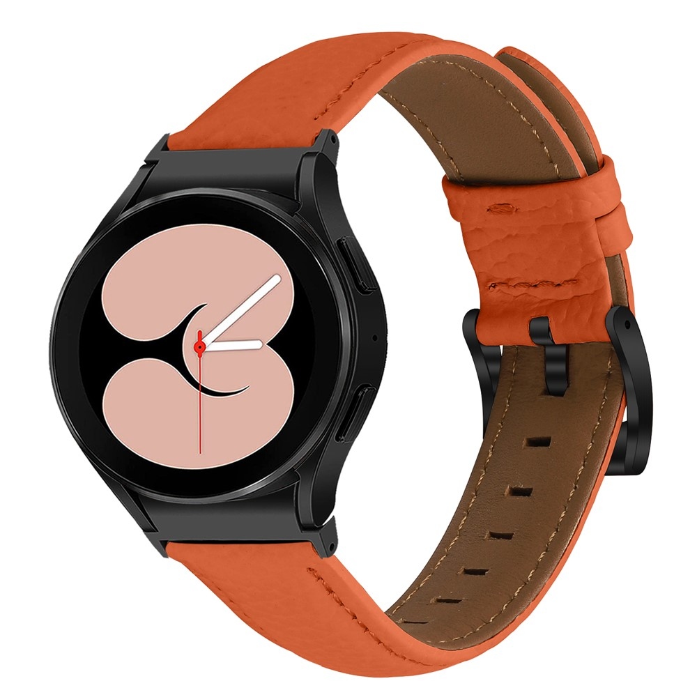 Genu bőr szíj a Samsung Galaxy Watch FE/Watch7 44 mm/40 mm/Watch6/Watch 5/Watch 4 modellekhez – narancssárga/fekete
