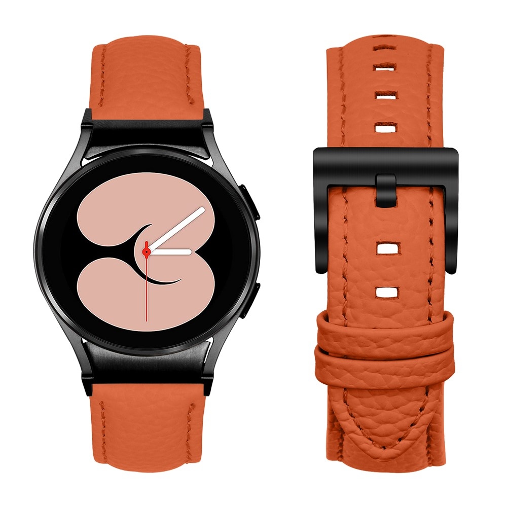 Genu bőr szíj a Samsung Galaxy Watch FE/Watch7 44 mm/40 mm/Watch6/Watch 5/Watch 4 modellekhez – narancssárga/fekete