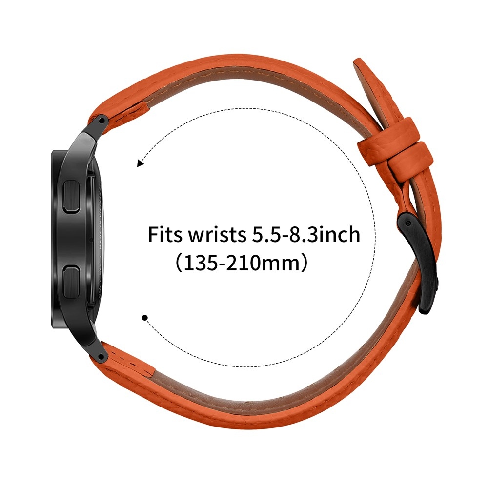 Genu bőr szíj a Samsung Galaxy Watch FE/Watch7 44 mm/40 mm/Watch6/Watch 5/Watch 4 modellekhez – narancssárga/fekete