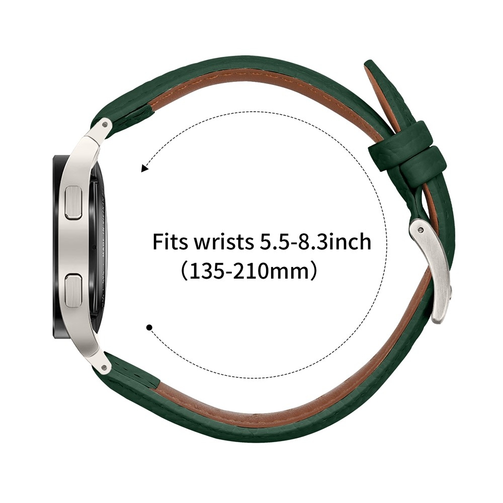 Genu bőr szíj a Samsung Galaxy Watch FE/Watch7 44 mm/40 mm/Watch6/Watch 5/Watch 4 modellekhez – zöld