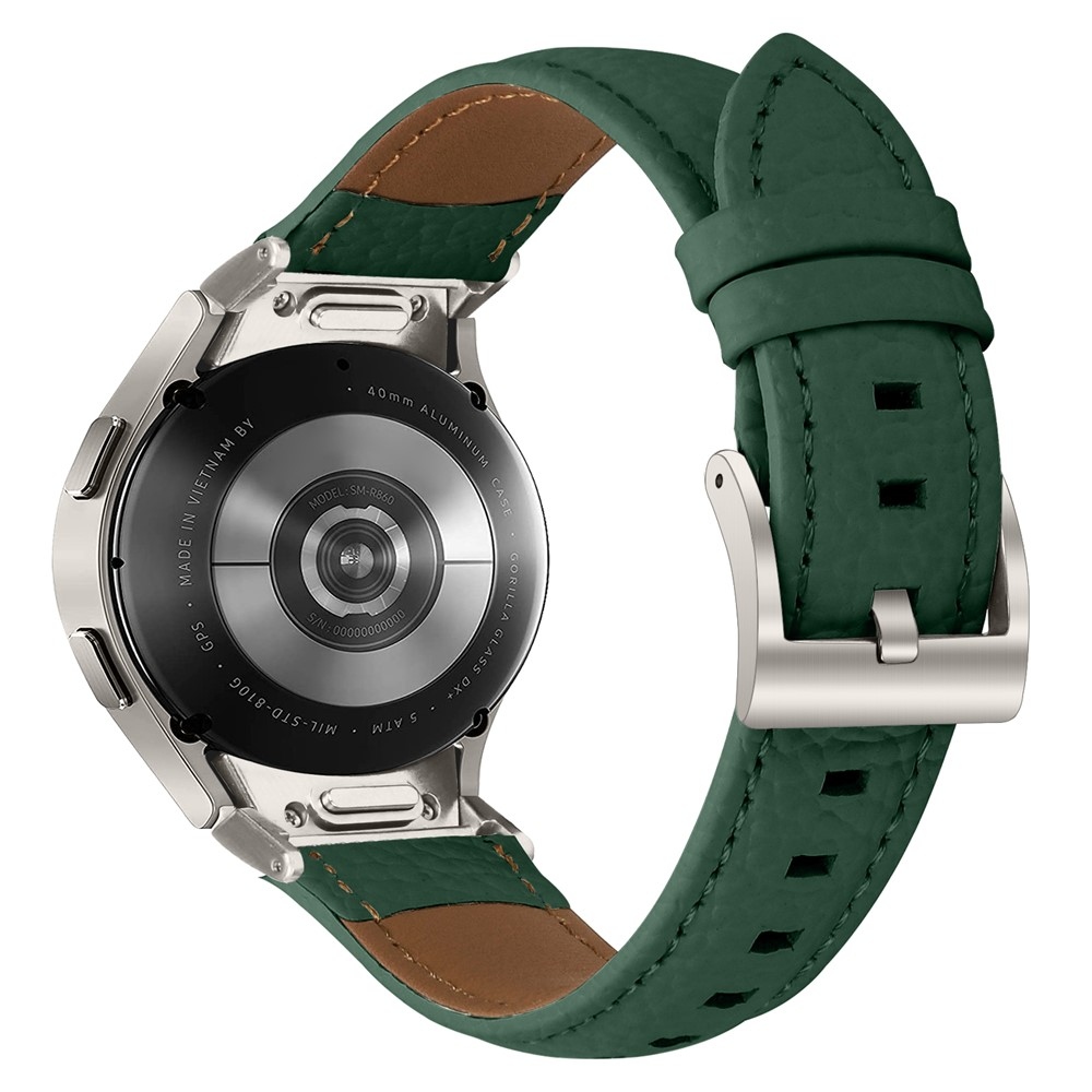 Genu bőr szíj a Samsung Galaxy Watch FE/Watch7 44 mm/40 mm/Watch6/Watch 5/Watch 4 modellekhez – zöld