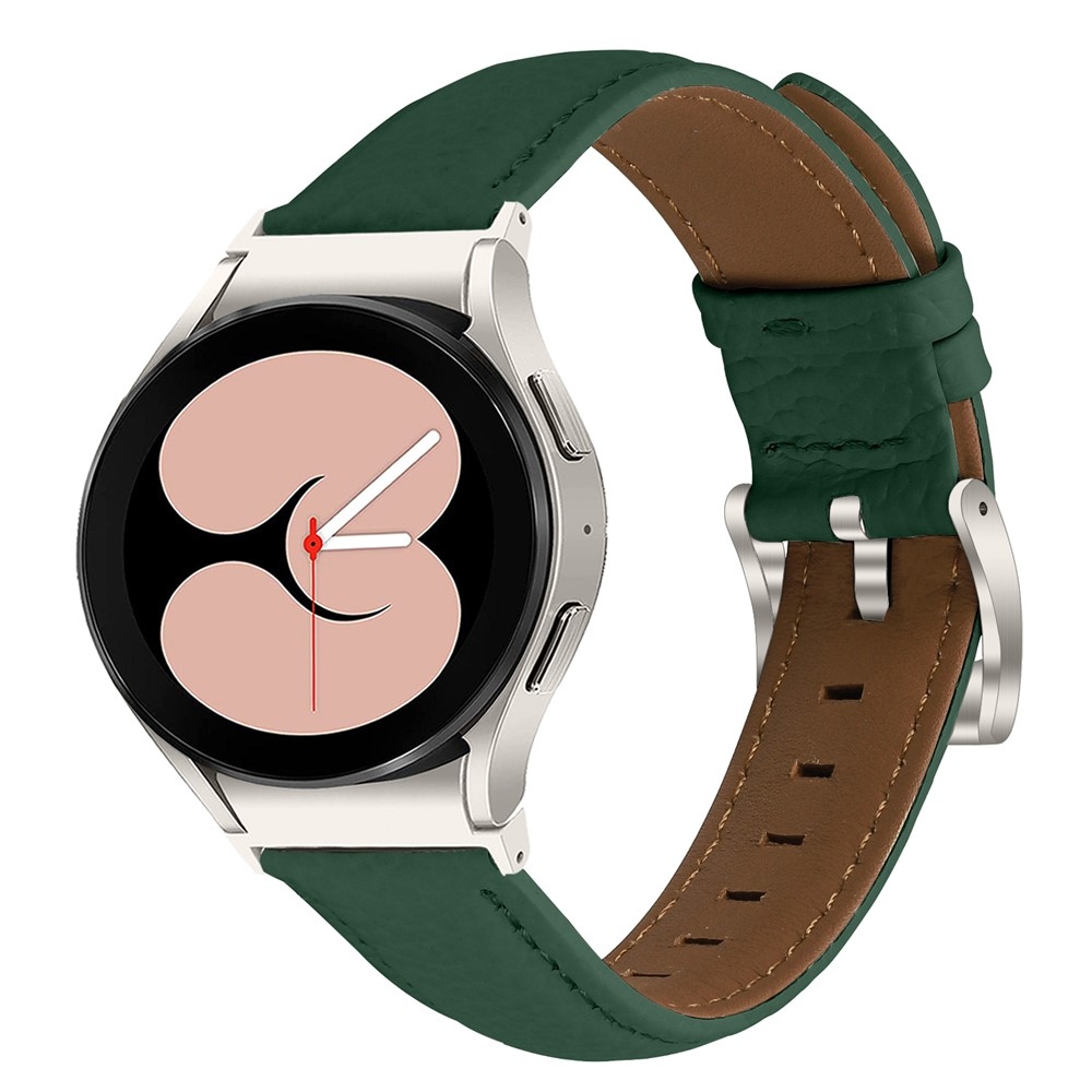 Genu bőr szíj a Samsung Galaxy Watch FE/Watch7 44 mm/40 mm/Watch6/Watch 5/Watch 4 modellekhez – zöld