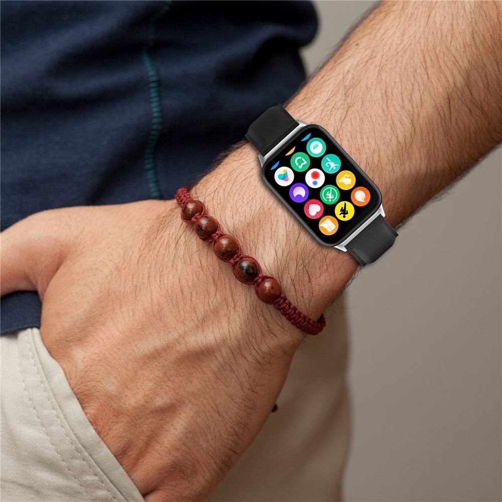 Genu bőr szíj a Xiaomi Smart Band 10 Pro/9 Pro/8 Pro/Redmi Watch 6/5/4 készülékekhez – fekete