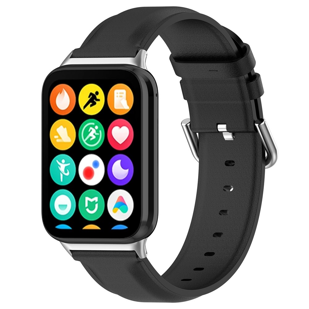 Genu bőr szíj a Xiaomi Smart Band 10 Pro/9 Pro/8 Pro/Redmi Watch 6/5/4 készülékekhez – fekete