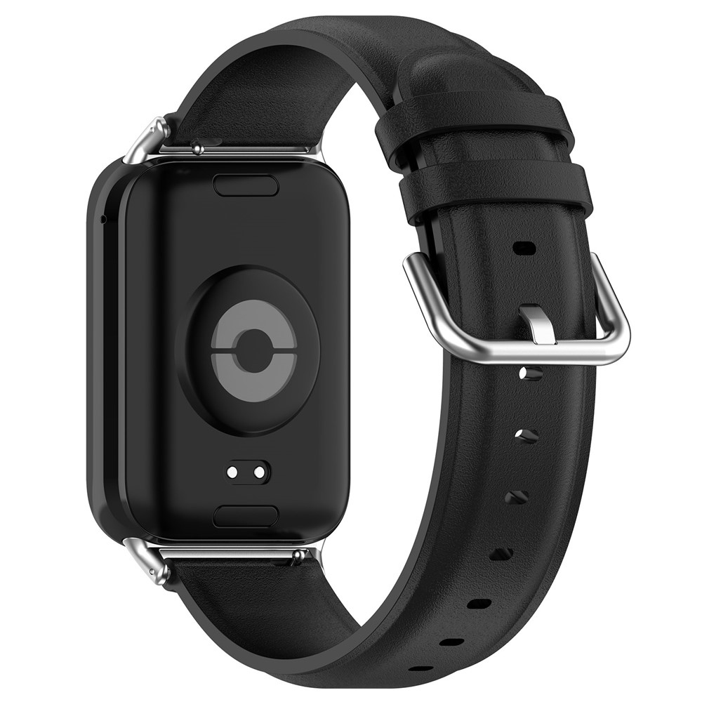 Genu bőr szíj a Xiaomi Smart Band 10 Pro/9 Pro/8 Pro/Redmi Watch 6/5/4 készülékekhez – fekete