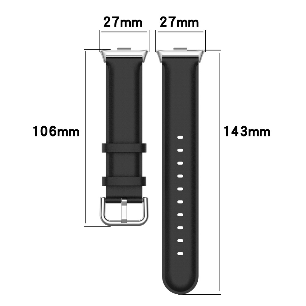 Genu bőr szíj a Xiaomi Smart Band 10 Pro/9 Pro/8 Pro/Redmi Watch 6/5/4 készülékekhez – fekete