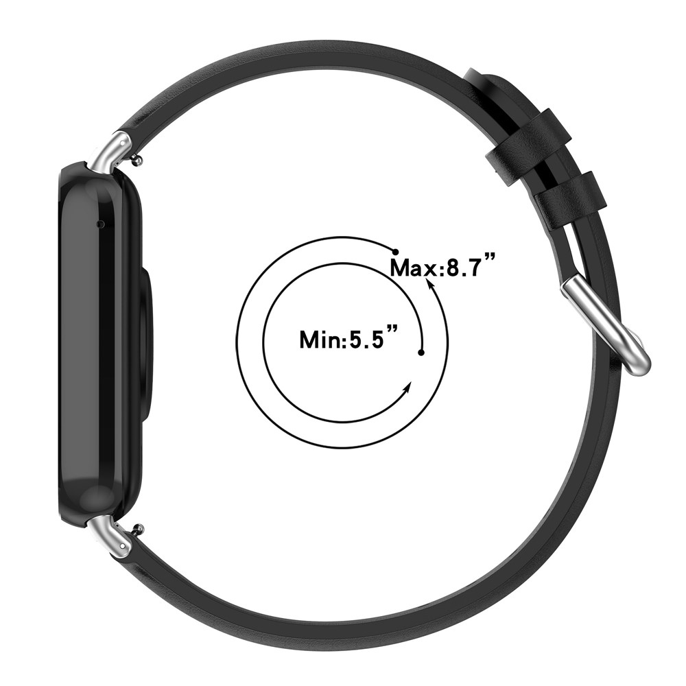 Genu bőr szíj a Xiaomi Smart Band 10 Pro/9 Pro/8 Pro/Redmi Watch 6/5/4 készülékekhez – fekete