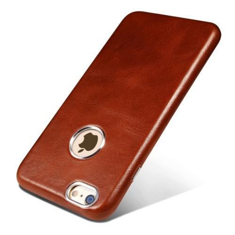 Genui műanyag tok valódi bőrrel borított iPhone 6 Plus és 6s Plus készülékhez - fekete