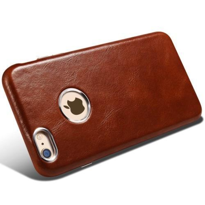 Genui műanyag tok valódi bőrrel borított iPhone 6 Plus és 6s Plus készülékhez - fekete