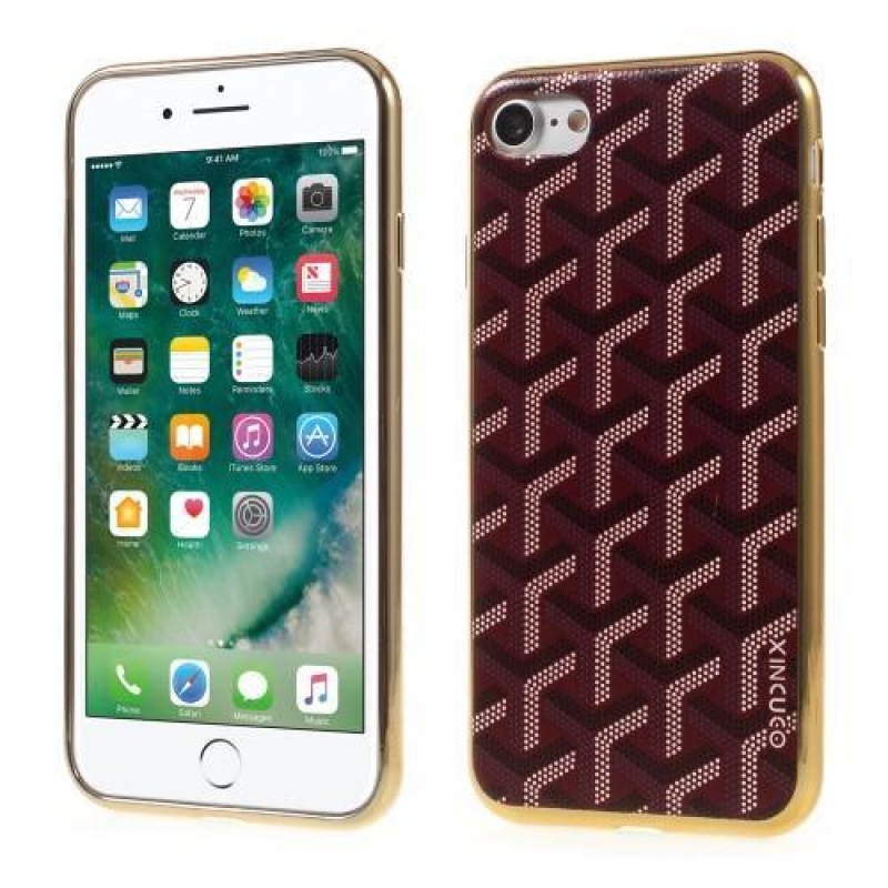 Geometrikus zselés tok iPhone 8 és iPhone 7 készülékhez - bordó színben