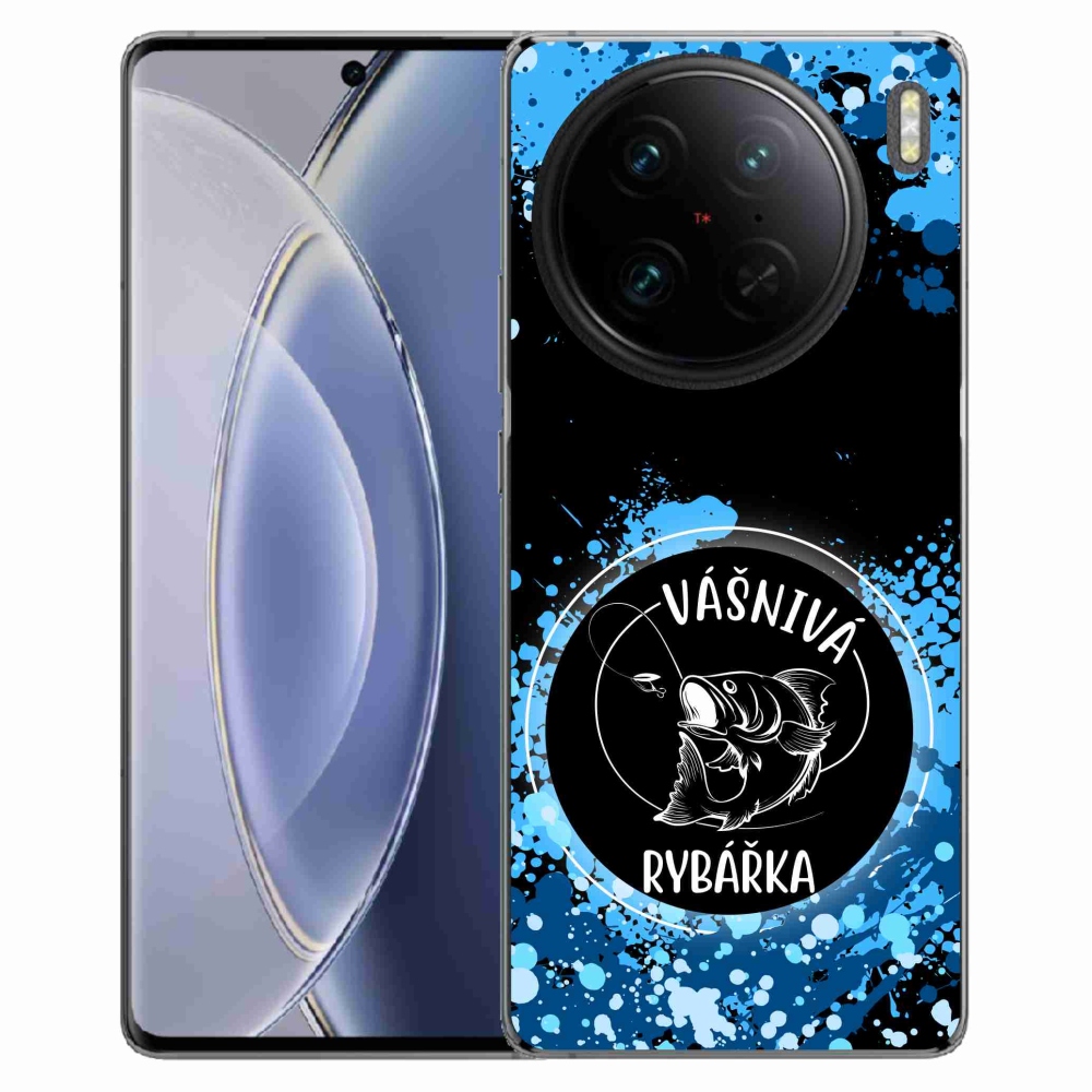 Gél borítás mmCase a Vivo X90 Pro készülékhez - szenvedélyes halásznő fekete háttérrel