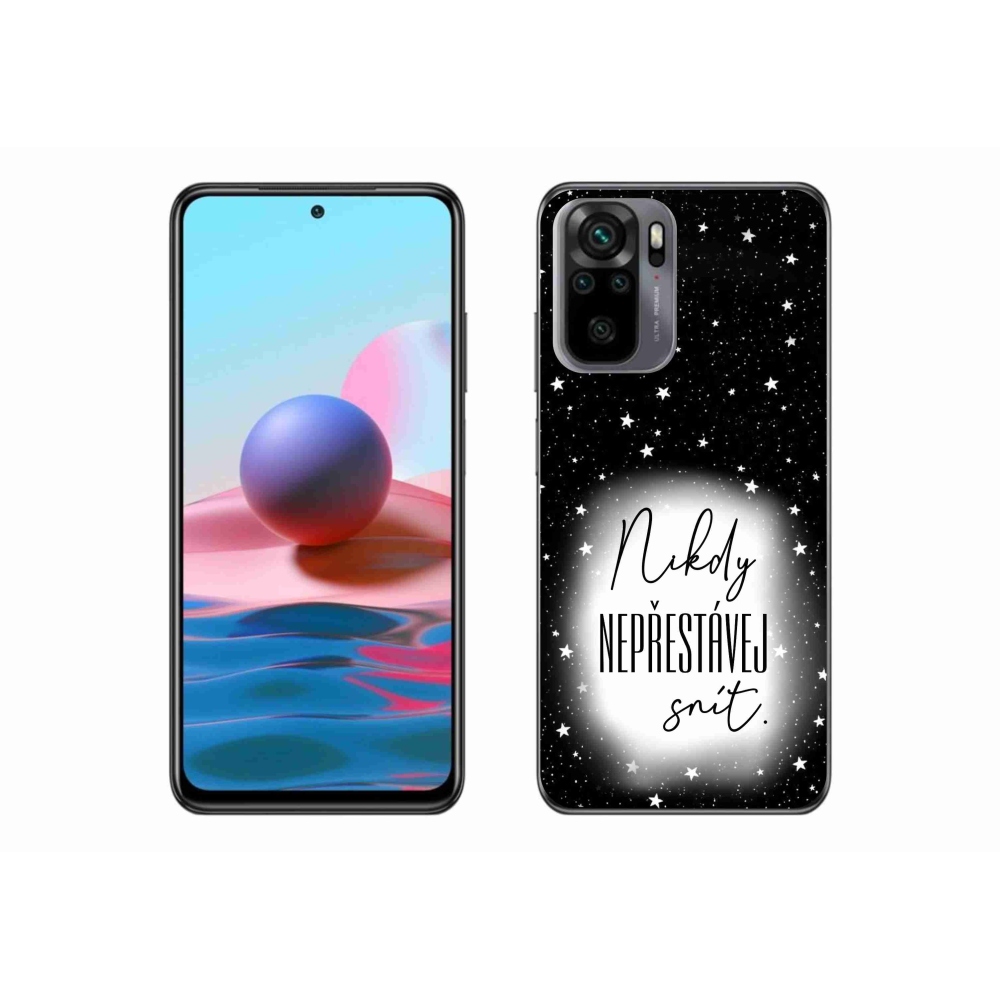 Gél borítás mmCase a Xiaomi Poco M5s készülékhez - idézet 1 fehér és fekete háttérrel