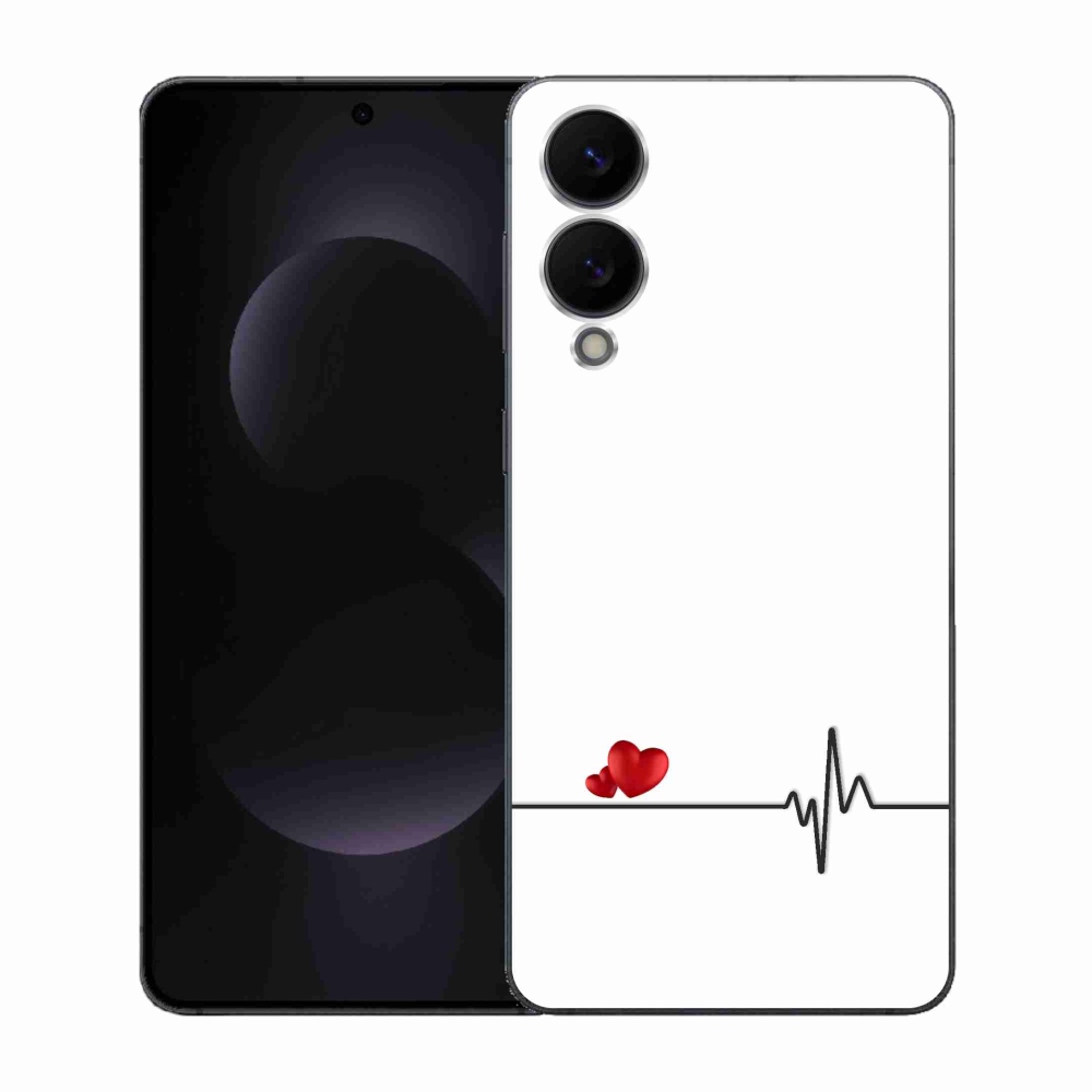 Gél borító mmCase Samsung Galaxy S25 Edge - szív és szívverés fehér háttérrel