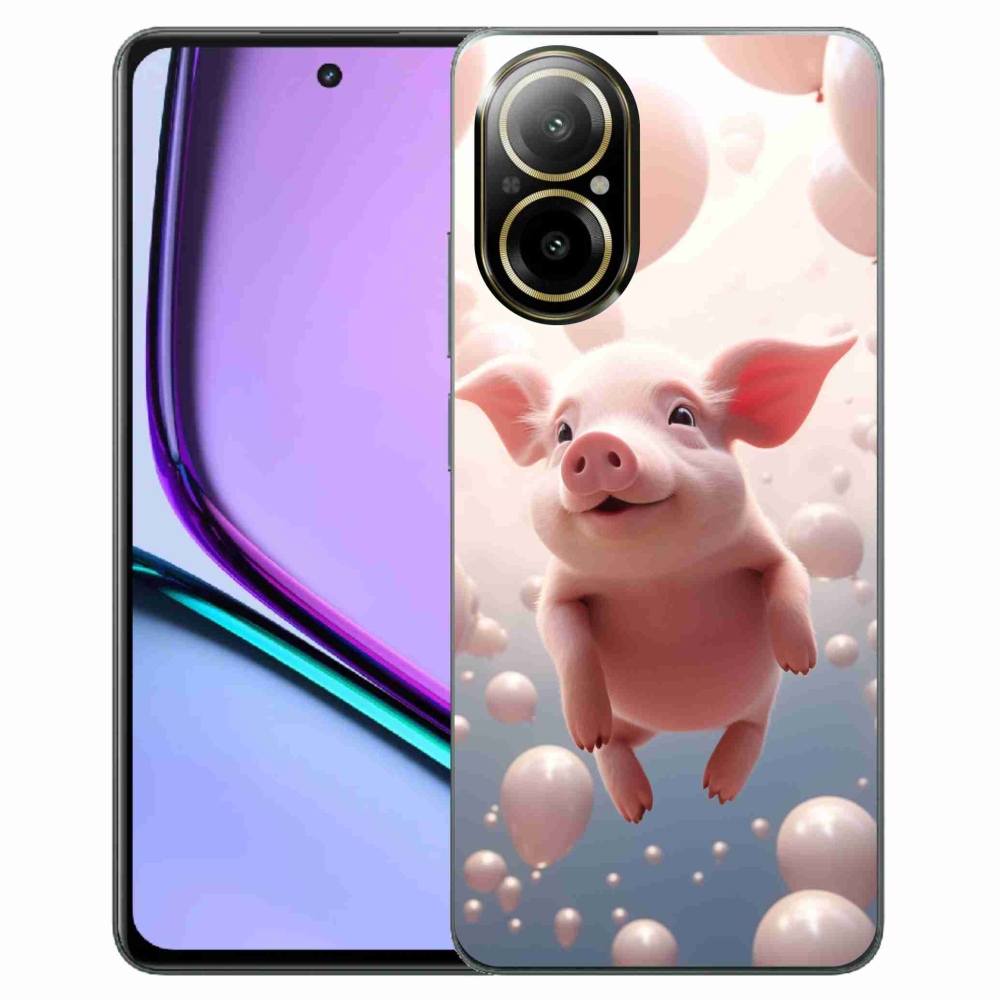 Gél borító mmCase a Realme C67 készülékhez - malac lufikkal